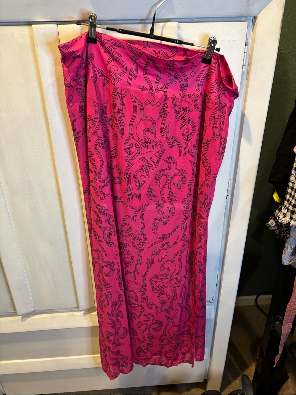 Vibrant Pink Patterned Maxi Skirt
